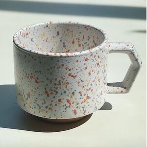 Chips Japan Mug Handmade Porcelain Splash Orange White Colorful Stackable NWOT